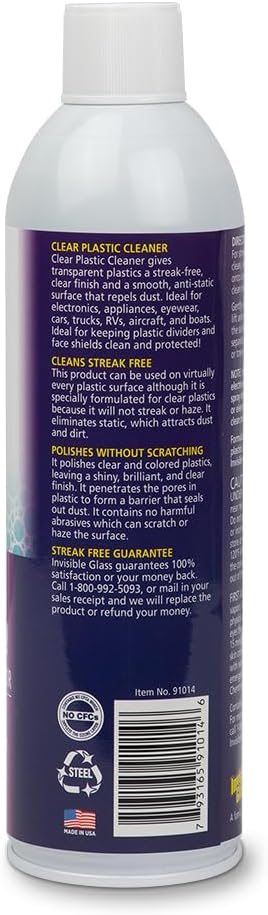 Invisible Glass 91014-4PK Clear Plastic Cleaner - Cleans and Protects Plastic on Electronics, Appliances, Eyewear, Cars, Trucks, RVs, Boats & More - Helps Prevent Fog and Static - 19 oz (Pack of 4)