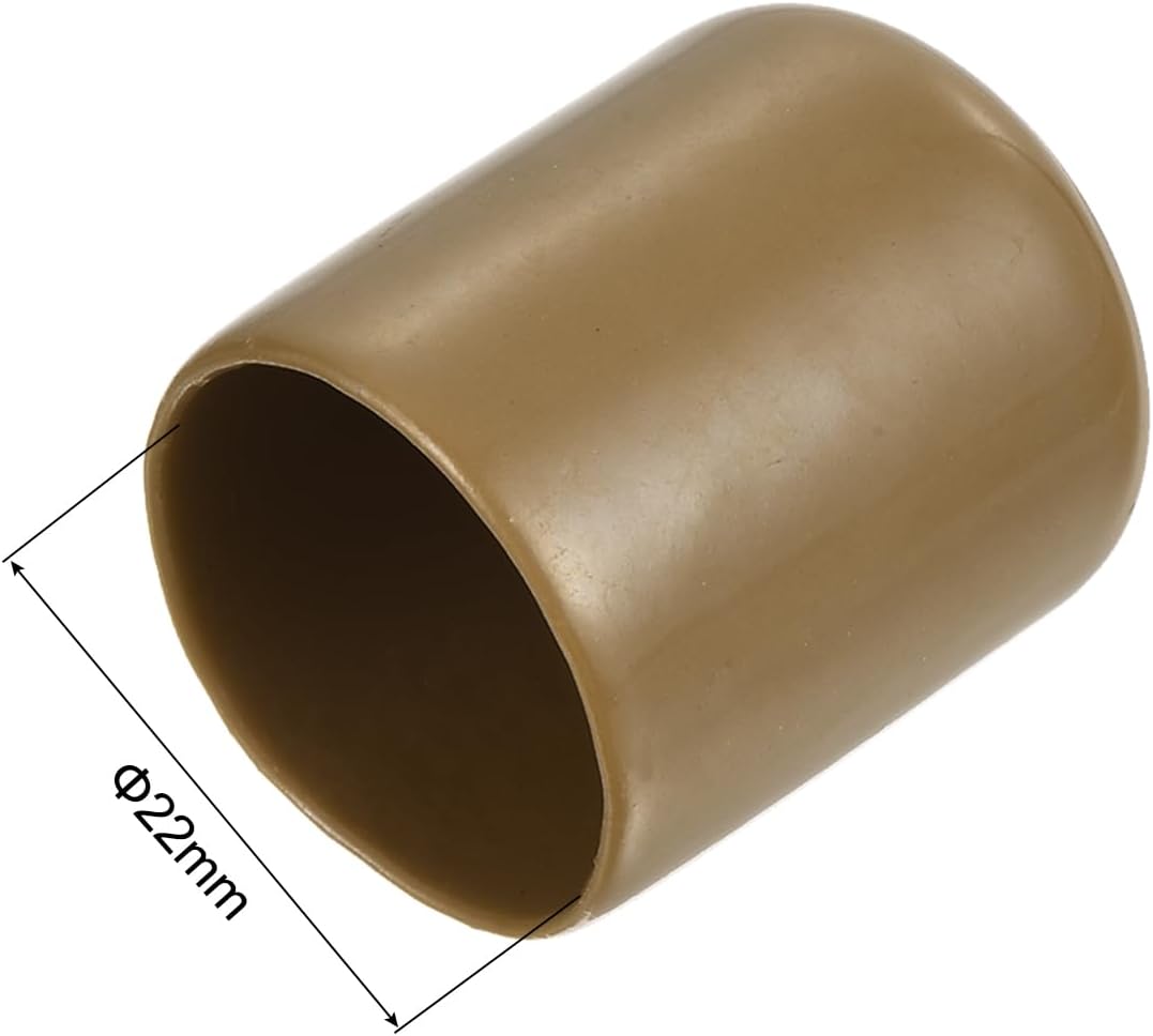 uxcell 20pcs Rubber End Caps 22mm(7/8") ID Vinyl PVC Round Tube Bolt Cap Cover Screw Thread Protectors Light Brown