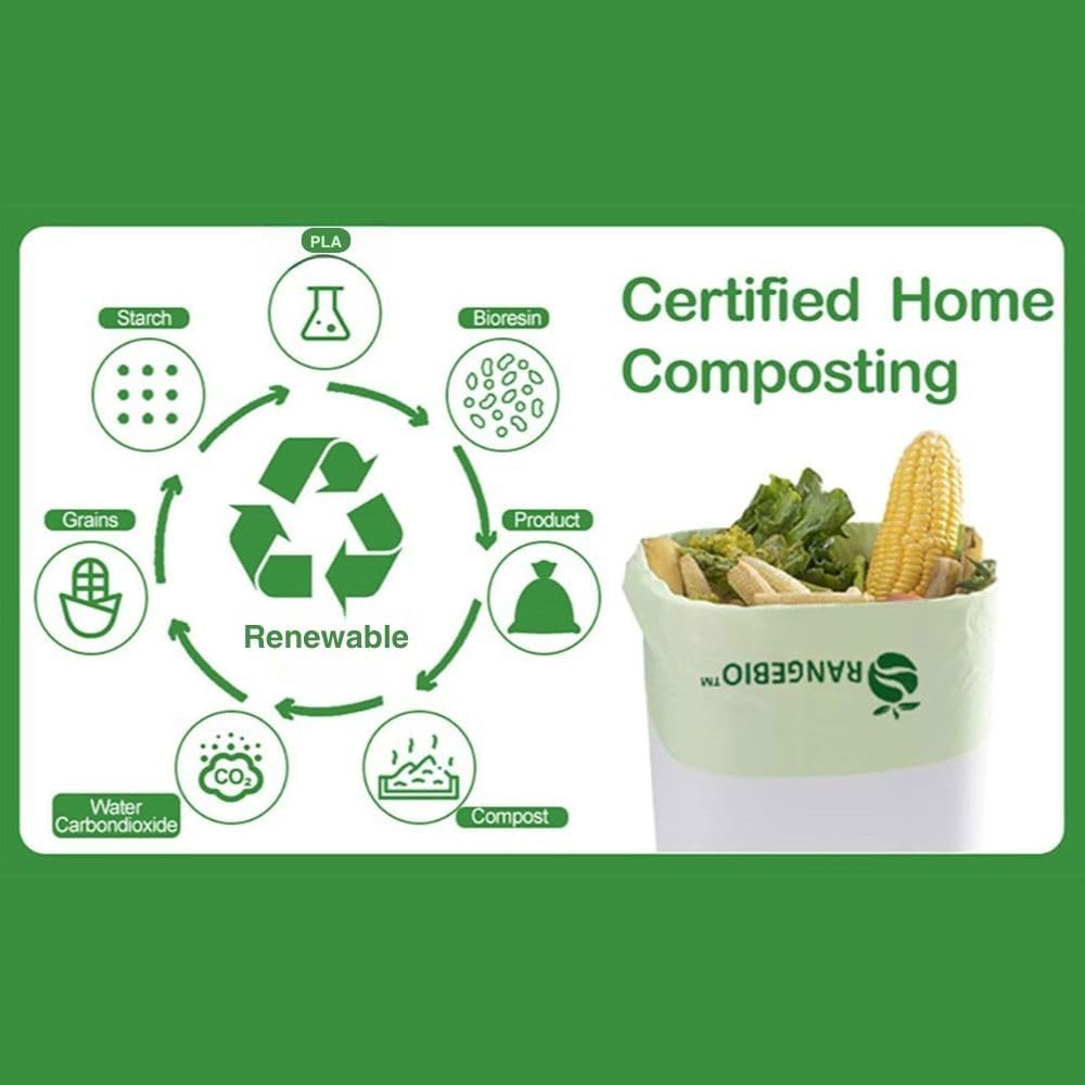 OrangeBio 6~8 Gallon Compostable Trash Bags, 100 Count, Plant-Based Garbage Bags for Kitchen, Bathroom, Office & Food Waste – Durable, Leak-Proof, ASTM D6400 & BPI Certified