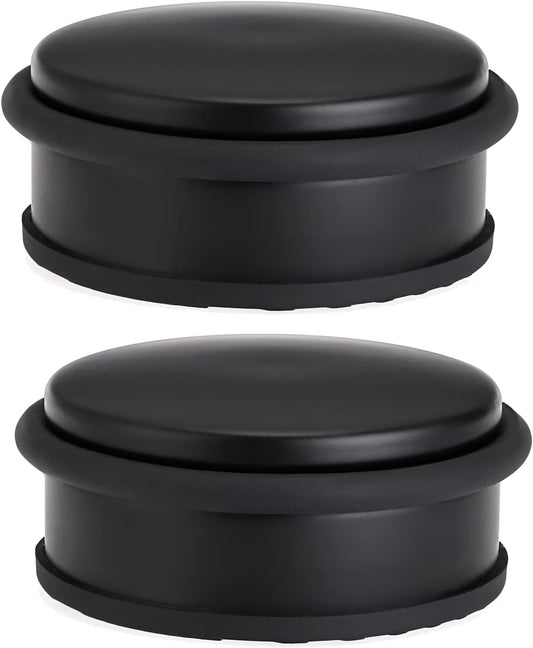 Sumnacon 2Pcs Heavy Duty Door Stoppers No Drill, Sturdy Stainless Steel Floor Door Stops with Anti-Skid Rubber - Decorative Metal Doorstops for Home Office Commercial Industrial, Black