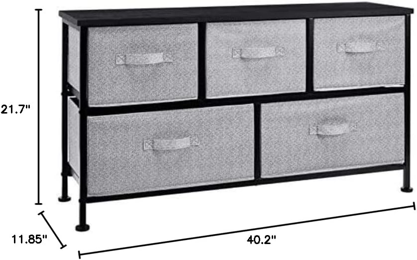 Amazon Basics Extra Wide Fabric 5-Drawer Storage Organizer Unit for Closet, Black