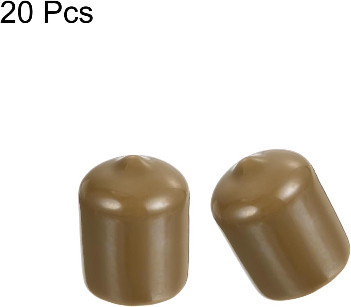 uxcell 20pcs Rubber End Caps 17mm ID Vinyl PVC Round Tube Bolt Cap Cover Screw Thread Protectors Light Brown
