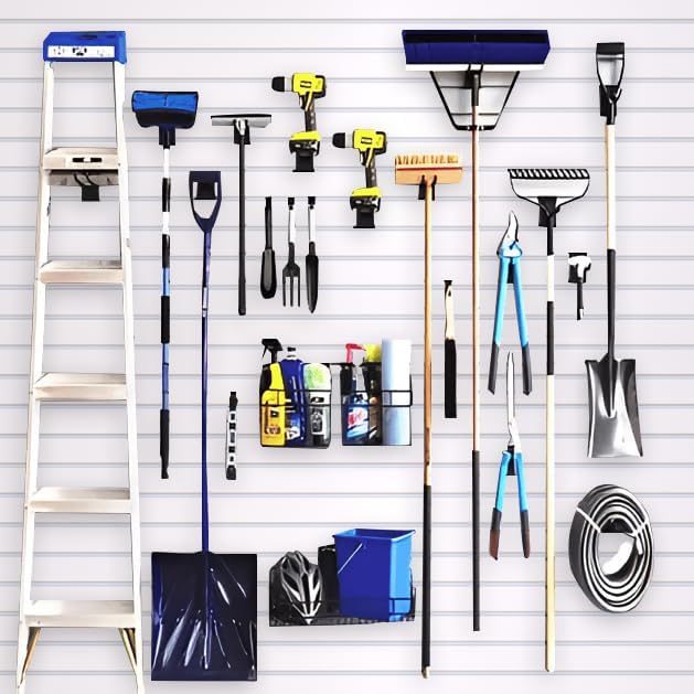 NeatiEase Slatwall Panel Wall Storage Systems, 2 x 4ft Slat Wall Paneling Garage Wall Organizer, Heavy Duty Wall Mounted PVC Wall Rack (White)