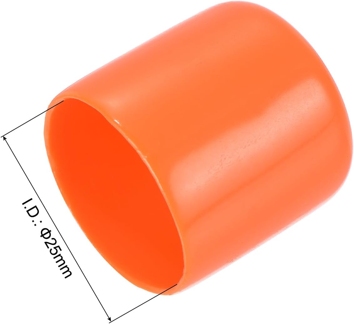 uxcell 20pcs Rubber End Caps 25mm ID Vinyl Round Tube Bolt Cap Cover Screw Thread Protectors Orange