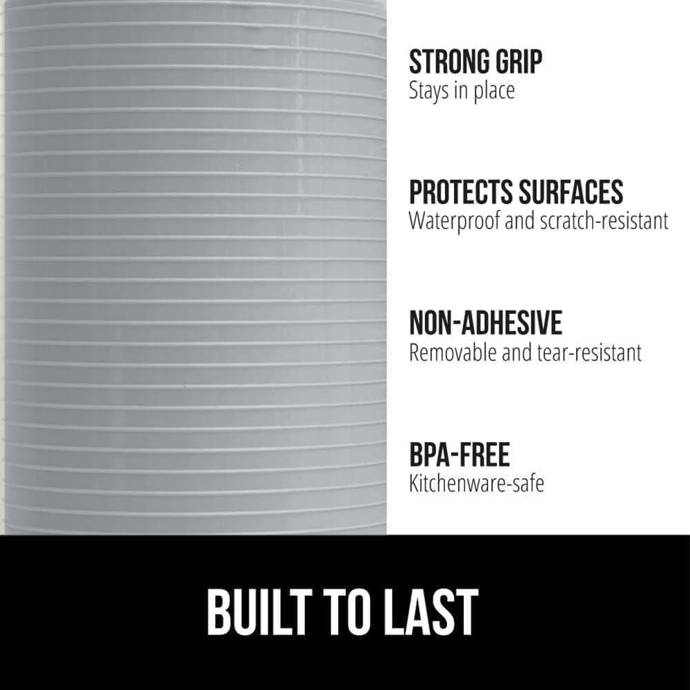 GORILLA GRIP DuraGuard Shelf Liner, 17.5x30 Non-Adhesive Cabinet Liners for Kitchen Drawers, Shelves, Refrigerator, Pantry Storage, Bathroom Closet, Durable Waterproof BPA Free Ribbed Plastic, Lt Gray