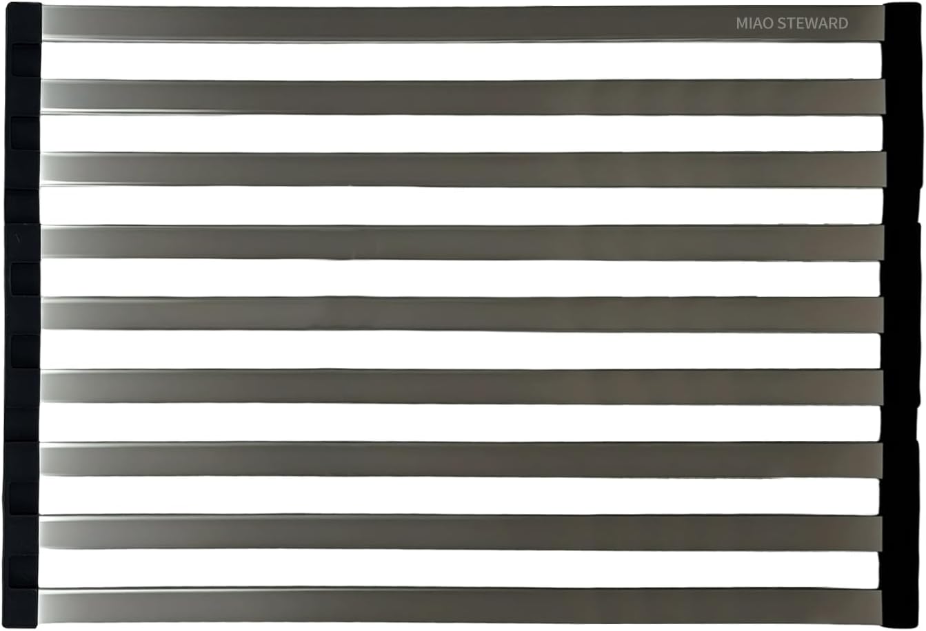 Foldable Dish Drying Rack, Over The Sink Dish Drying Rack ，Dish Drying mat，Dish Drying mats for Kitchen Counter，Stainless Steel Multifunctional mat (23.62×12.8in)
