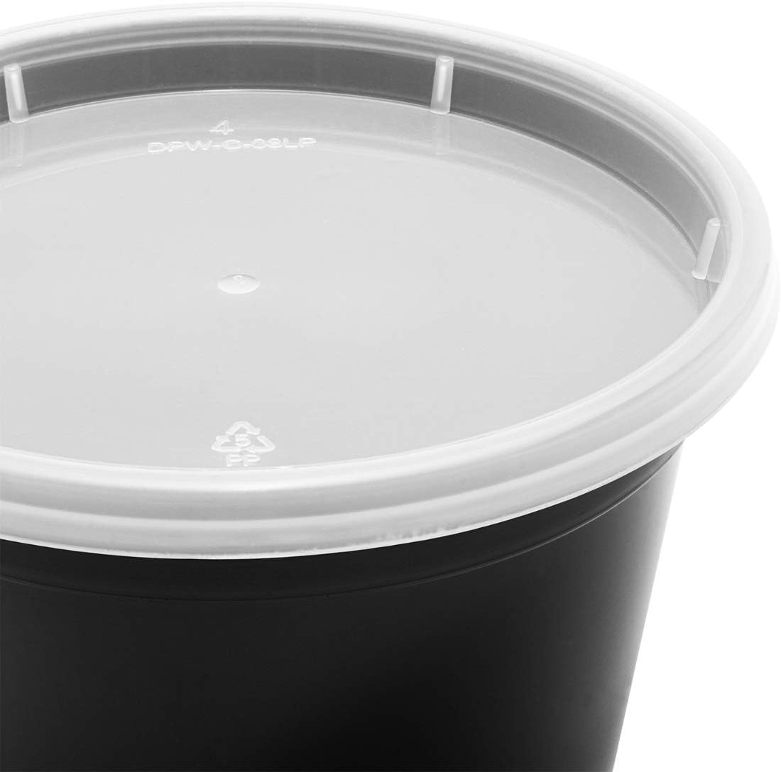 Karat [16oz - 240 ct Black PP Injection Molded Round Deli Containers with Lids (FP-IMDC16-PPB)