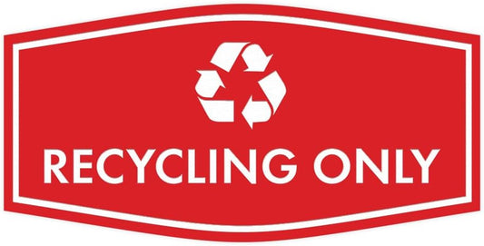 Fancy Recycling Only Sign (Red) - Medium