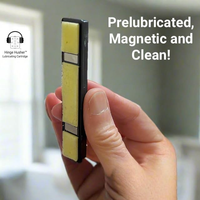 The First-of-Its-Kind Lubricant Cartridge for Squeaky Door Hinges. Mess-Free, Odorless, Sprayless & Prelubricated. Hinge Husher™ Lubricant Cartridges (3 Pack - Gold)