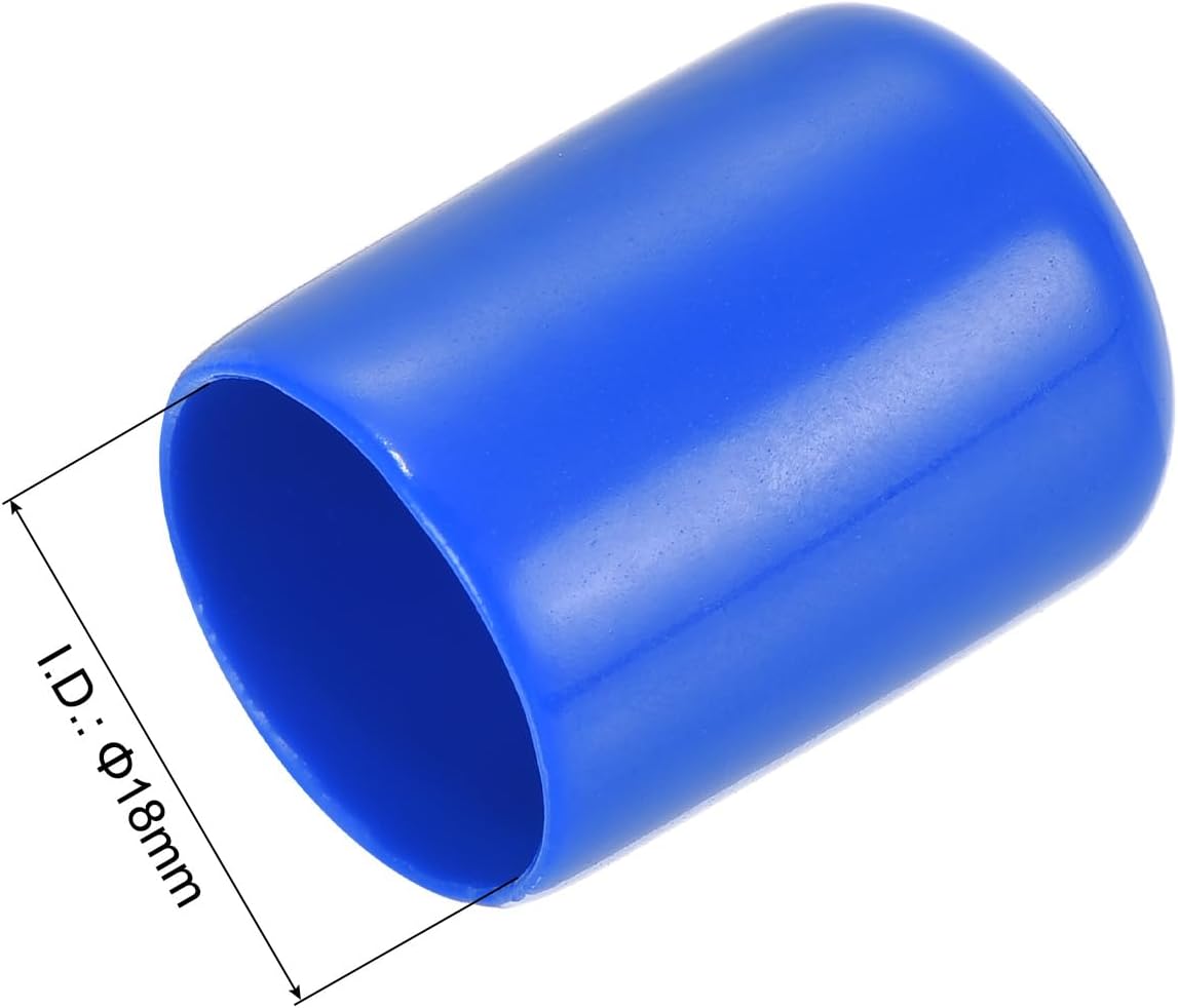 uxcell 20pcs Rubber End Caps 18mm ID Vinyl Round Tube Bolt Cap Cover Screw Thread Protectors Blue
