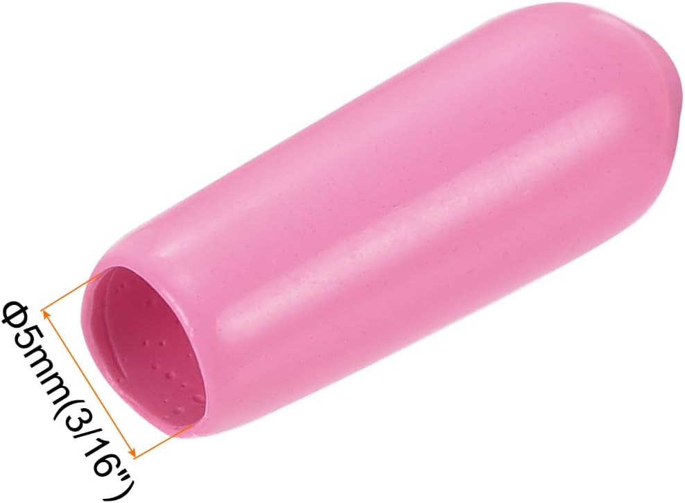 uxcell 20pcs Rubber End Caps 5mm(3/16 inch) ID Vinyl PVC Round Tube Bolt Cap Cover Screw Thread Protectors Pink