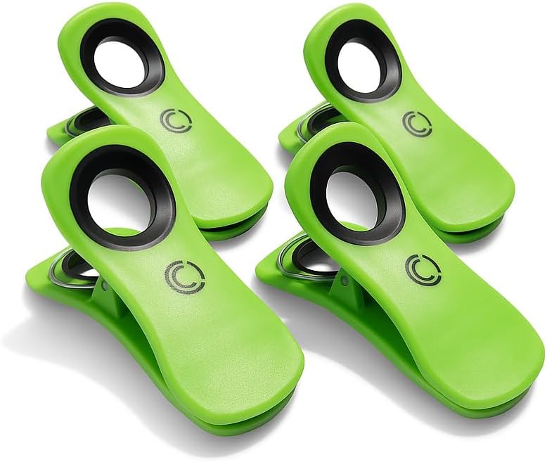 CoreClips Towel Clips for Beach Chairs - Set of 4 Pool Towel Holder Clips for Lounge Chairs on Cruise, Large 2.5” Opening Heavy Duty Clip for Towels on Boat Loungers with Travel Pouch - Green