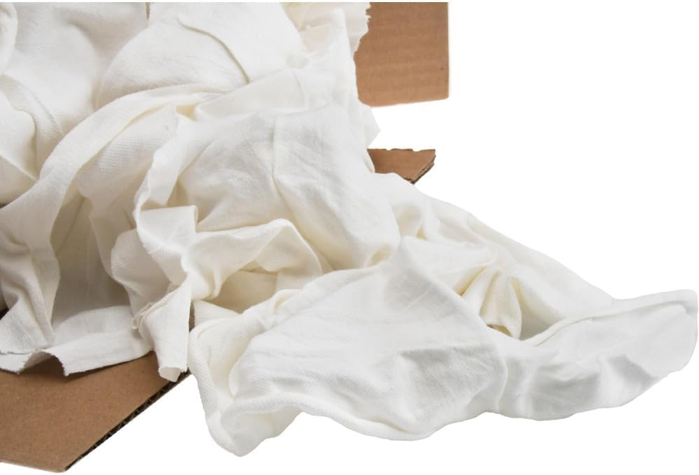 PRO SOURCE Reclaimed White Cotton T-Shirt Cloth Shop Rags, Sold by Weight (10 lb)