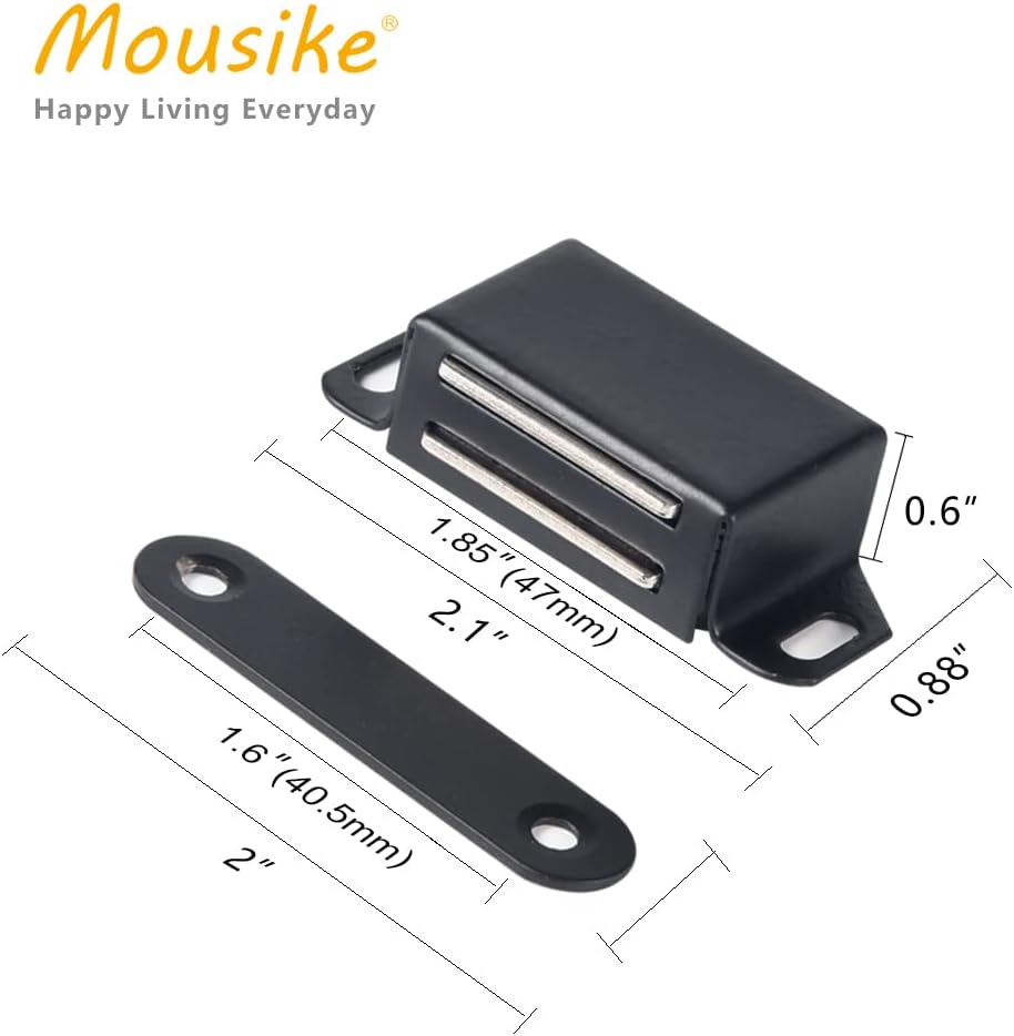 Mousike Cabinet Magnets 30lb Black Door Magnets with Strong Magnetic for Kitchen Cupboard Wardrobe Closet Cabinet Door Drawer Latch 4 Pack
