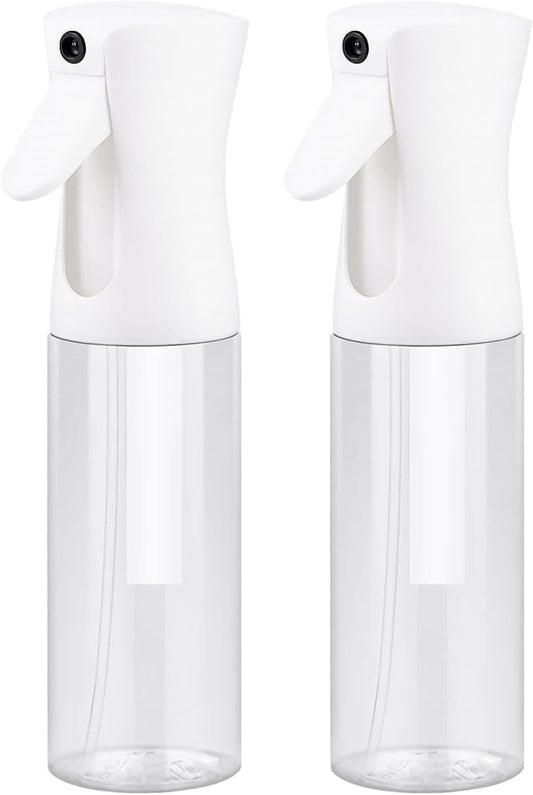 VIGOR PATH Continuous Spray Bottle for Hair – Fine Mist Mister for Hairstyling, Cleaning, Plants, Pets, Barbers, Salons, and Essential Oil Applications (300ml/10.1 oz) Clear 2 Pack