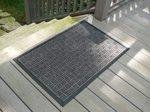 Kempf Water Retainer Entrance Mat, Indoor Outdoor Rubber Rug, Moisture Trapping, Absorbent Mat, 18 by 30-inch, Black