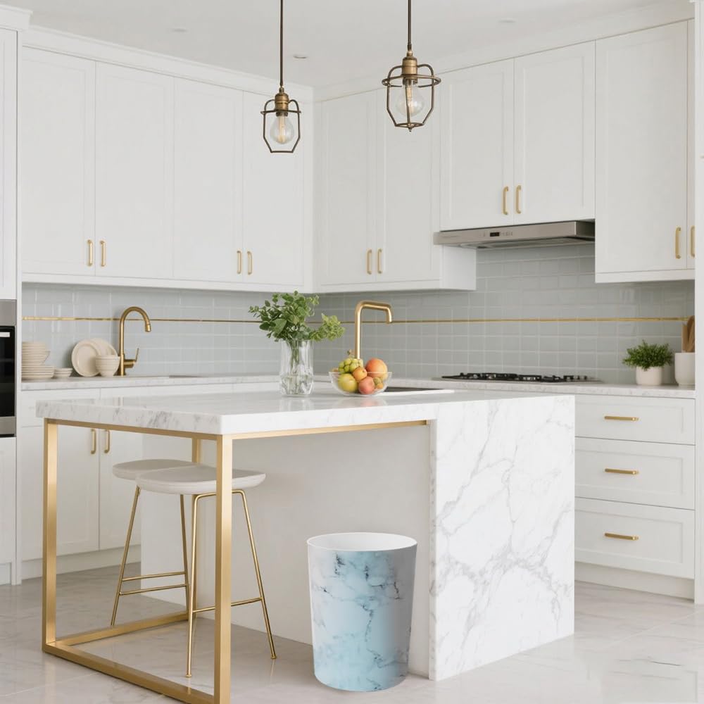 Feisco Small Trash Can for Bathroom, 2 Gallon Trash Can Trash Bin Wastebasket Garbage Can for Kitchen,Bathroom Office, Bedroom,Dorms,Laundry Room (White, 1 Pack)