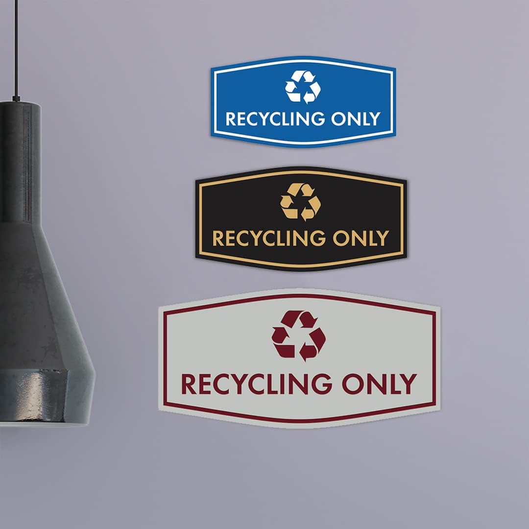 Fancy Recycling Only Sign (Blue) - Large