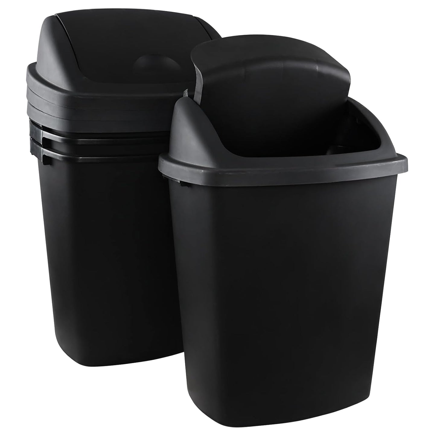 19 Gallon Kitchen Waste Bin, Large Plastic Trash Can, Black, Holds 70 Liters
