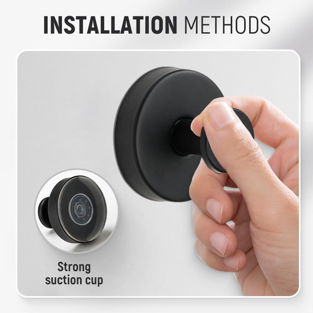 Suction Cup Hooks for Wreaths, 2025 New No Drill Suction Cup Hooks on Glass, Wreath Hanger for Front Door, Rustproof Hook Holder Towel Hook for Window Bathroom Mirrors Tile (1, Black)