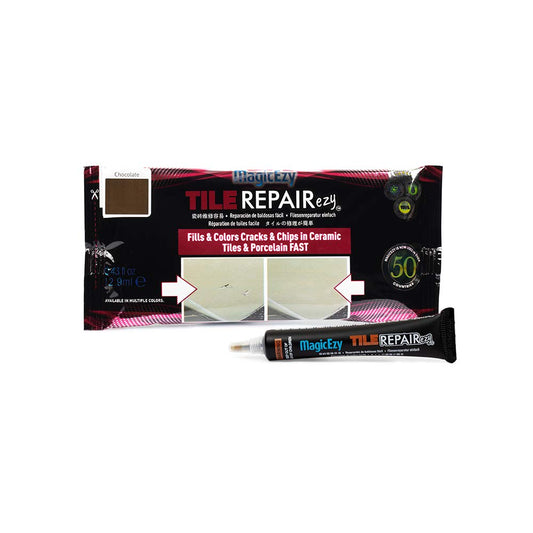 MagicEzy Tile Repairezy (Chocolate Brown) - Bathroom Floor Tile Repair Kit - Super Strong Tile Gap Filler - Easy Crack Repair and Chip Repair Like an Expert - for Porcelain and Ceramic Tiles