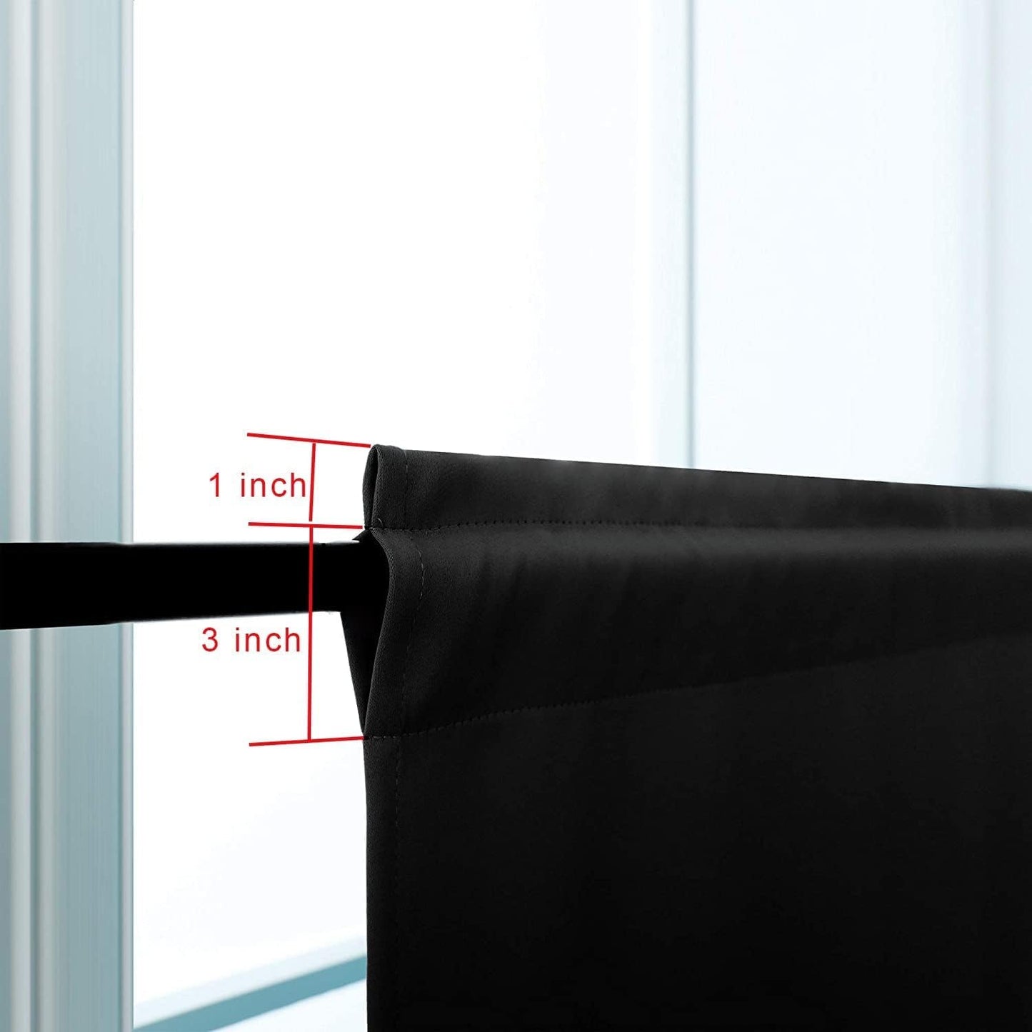 Pickluc Blackout Curtains 45 Inches Long 2 Panels, Room Darkening Tiers with Rod Pocket, Short Black Out Curtain for Small Window, 42" Wide and 45" Length, Set of Two, Black.