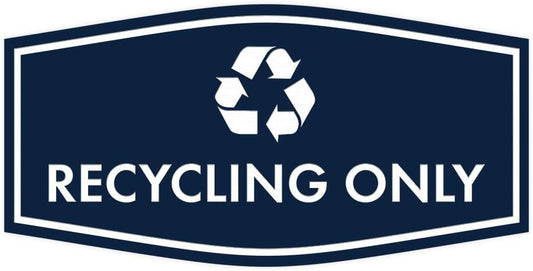 Fancy Recycling Only Sign (Navy Blue/White) - Small