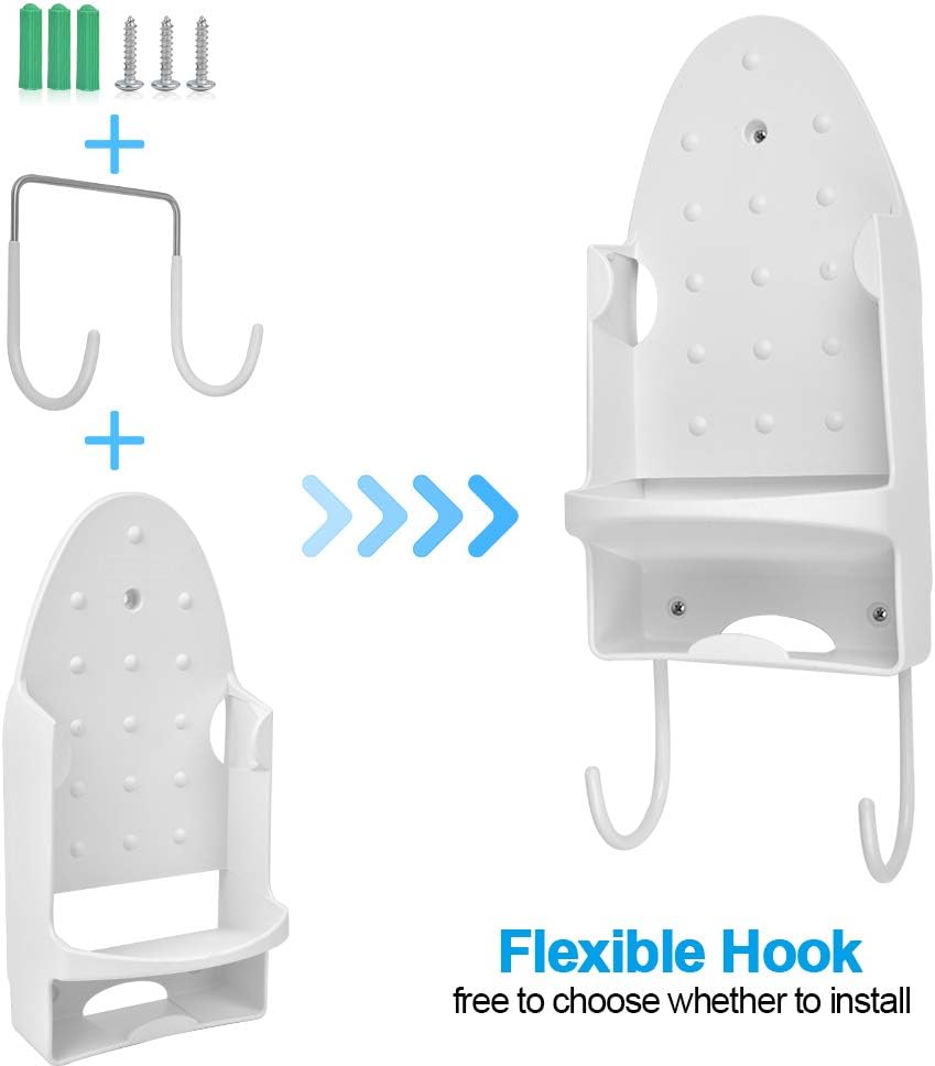 Ironing Board Hanger Wall Mount Iron Hanger Ironing Board Rack Electric Iron Holder Household Bathroom Shelf - for Max 5 inch Width