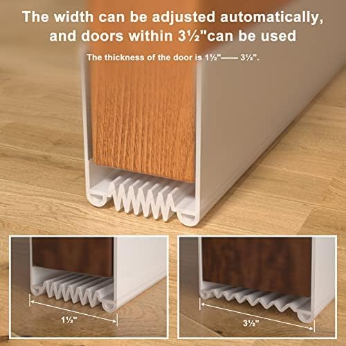 Weather Stripping Door Seal, 39' Length Cuttable, Strong Adhesive Door Sweep for Exterior and Interior Doors (White)