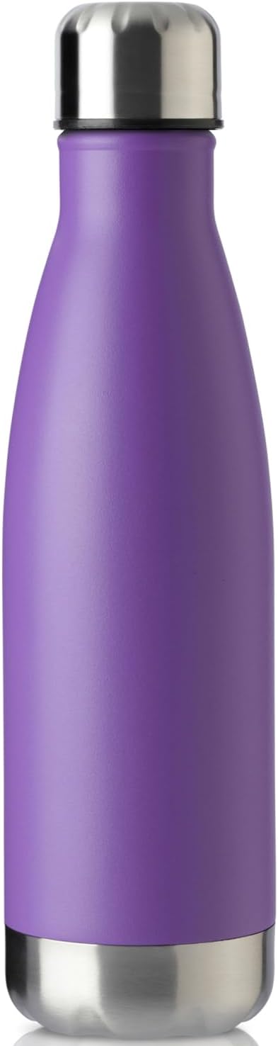 MEWAY 17oz Sport Water Bottle Vacuum Insulated Stainless Steel Leak-Proof Double Wall Cola Shape Water Bottle,Keep Drinks Hot & Cold(Purple,1 Pack)