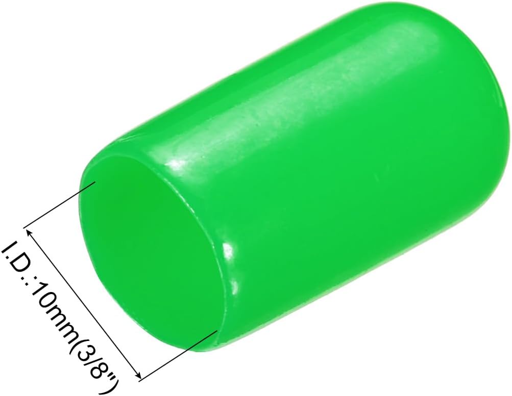 uxcell 20pcs Rubber End Caps 10mm(3/8") ID Vinyl PVC Round Tube Bolt Cap Cover Screw Thread Protectors Green