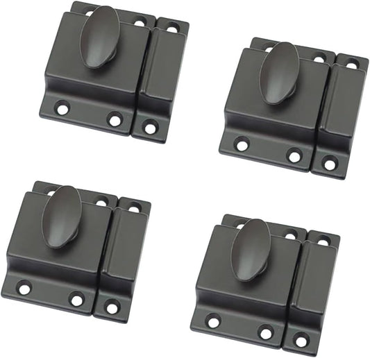 QCAA Traditional Large Oval Turn Cabinet Latch, Solid Brass, 2", for Cupboard & Other Furniture, ORB Oil Rubbed Bronze US10B, 4 Pack, Made in Taiwan