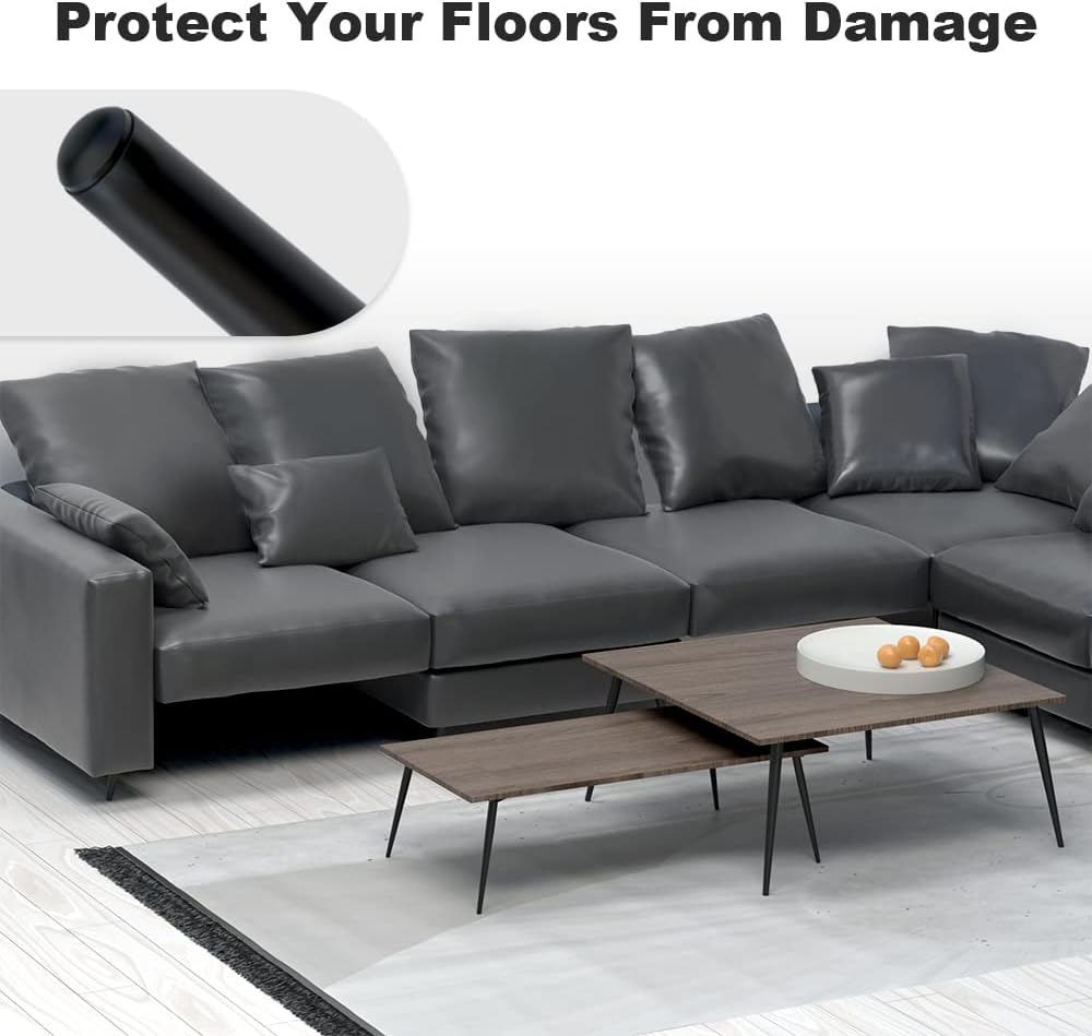 8PCS 16 Inch Matte Black Tapered Angled Legs for Furniture, Metal Mid Century Mordern Feet, Heavy Duty Slanted Stand Legs Kit for Couch, Coffee Table, Desk, Dresser, Sofa, Chair