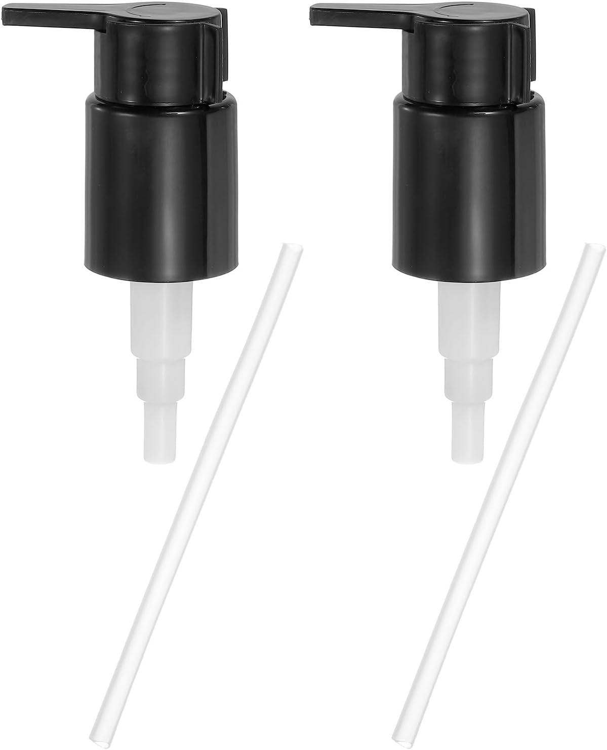 uxcell 2 Pcs Soap Dispenser Pump Heads, Hand Soap Dispensers Top Pumps Replacement Clip-on Pumphead for Standard 24/410 Neck Size Bathroom Lotion Shampoo Bottle, Black