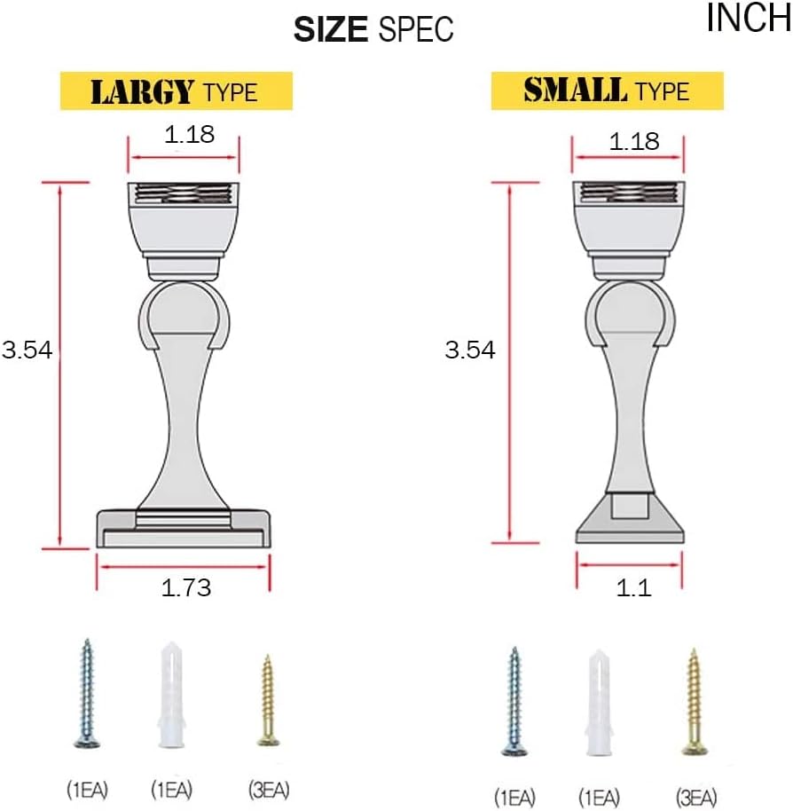 Magnetic Door Stop, Stainless Steel, Magnetic Door Catch, Door Holder, Door Stops, Wall Mounted, Floor Mounted, Door Banging Prevention (Large x 2pack, Brown)