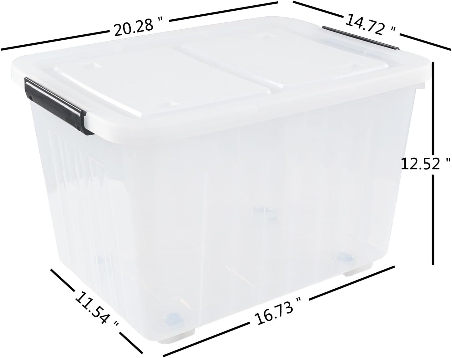 4-Pack 42 L Clear Plastic Storage Container Bin with Lids and Latch Buckle, Clear Storage Latch Box/Bin with Wheels