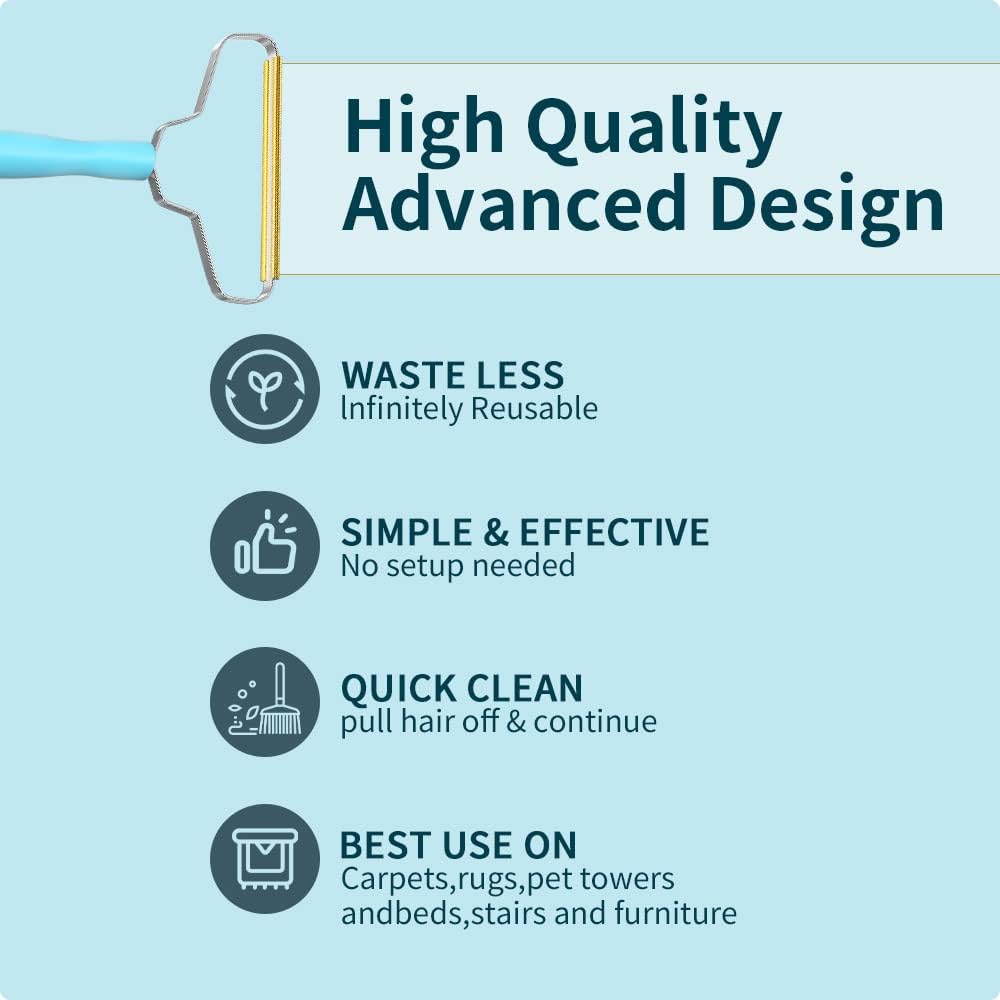 Pet Hair Removal Tool,Cleaner Pro Pet Hair Remover,Fabric Shaver by BSIWWO,Pet Hair Remover for Couch,Lint Shaver,Carpet Rake,Dog Hair Remover and Cat Hair Remover(2pack-Blue)