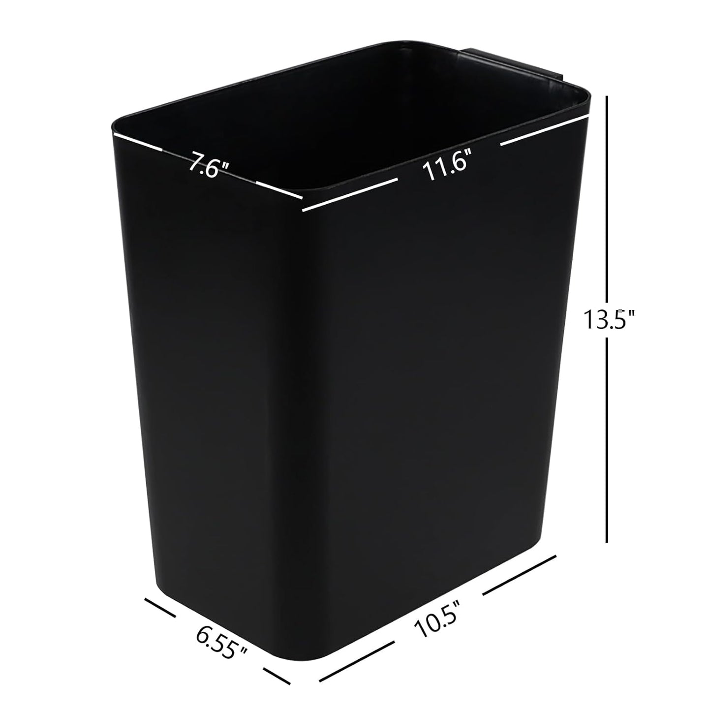 Xyskin 4.5 Gallon Plastic Garbage Bin, Deskside Wastebasket, Waste Can, Black, 3 Pack