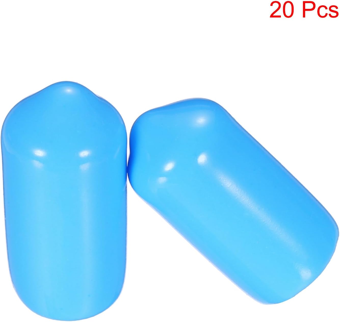 uxcell 20pcs Rubber End Caps 8mm(5/16") ID Vinyl PVC Round Tube Bolt Cap Cover Screw Thread Protectors,Light Blue