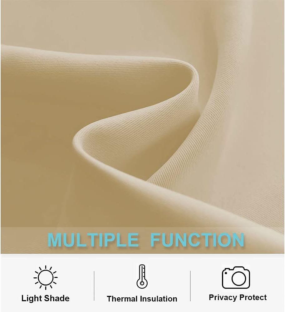 RYB HOME Thermal Insulated Curtains Blackout Small Window Drapes Light Block Privacy for Bathroom Kitchen Laundry RV Curtains, 42 inch Wide by 36 in Long, Biscotti Beige, 2 Pcs