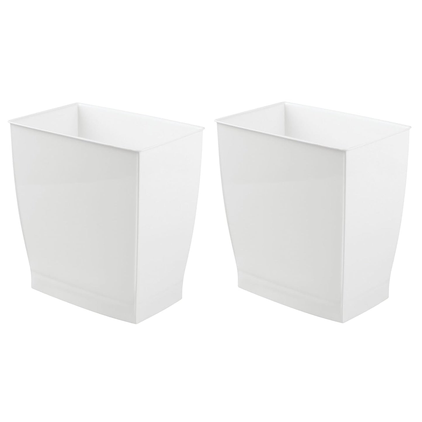 iDesign Small Rectangular Bathroom Trash Cans - Set of 2 - White - Made in USA