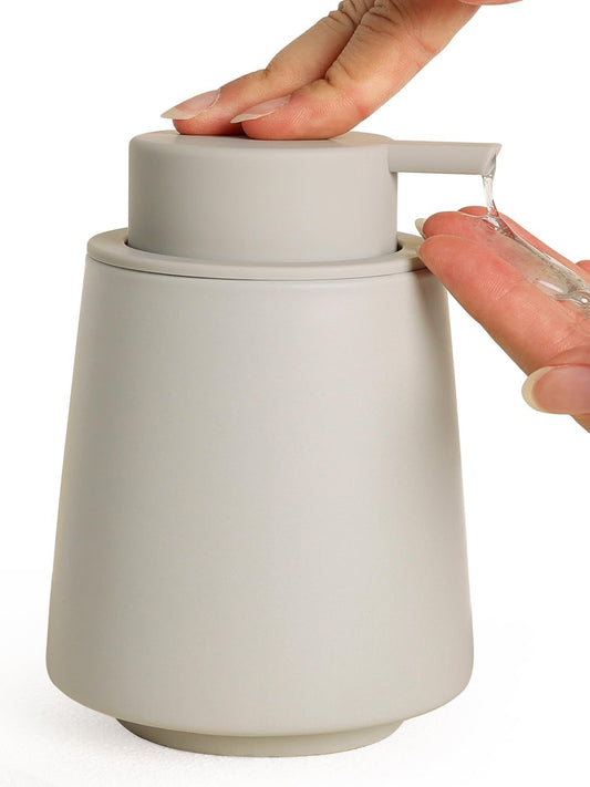 INGOFIN Ceramic Soap Dispenser -14 oz Bathroom Hand Soap Dispenser Liquid Dispenser with Pump Refillable Modern Lotion Dish Dispenser for Kitchen Matte Grey