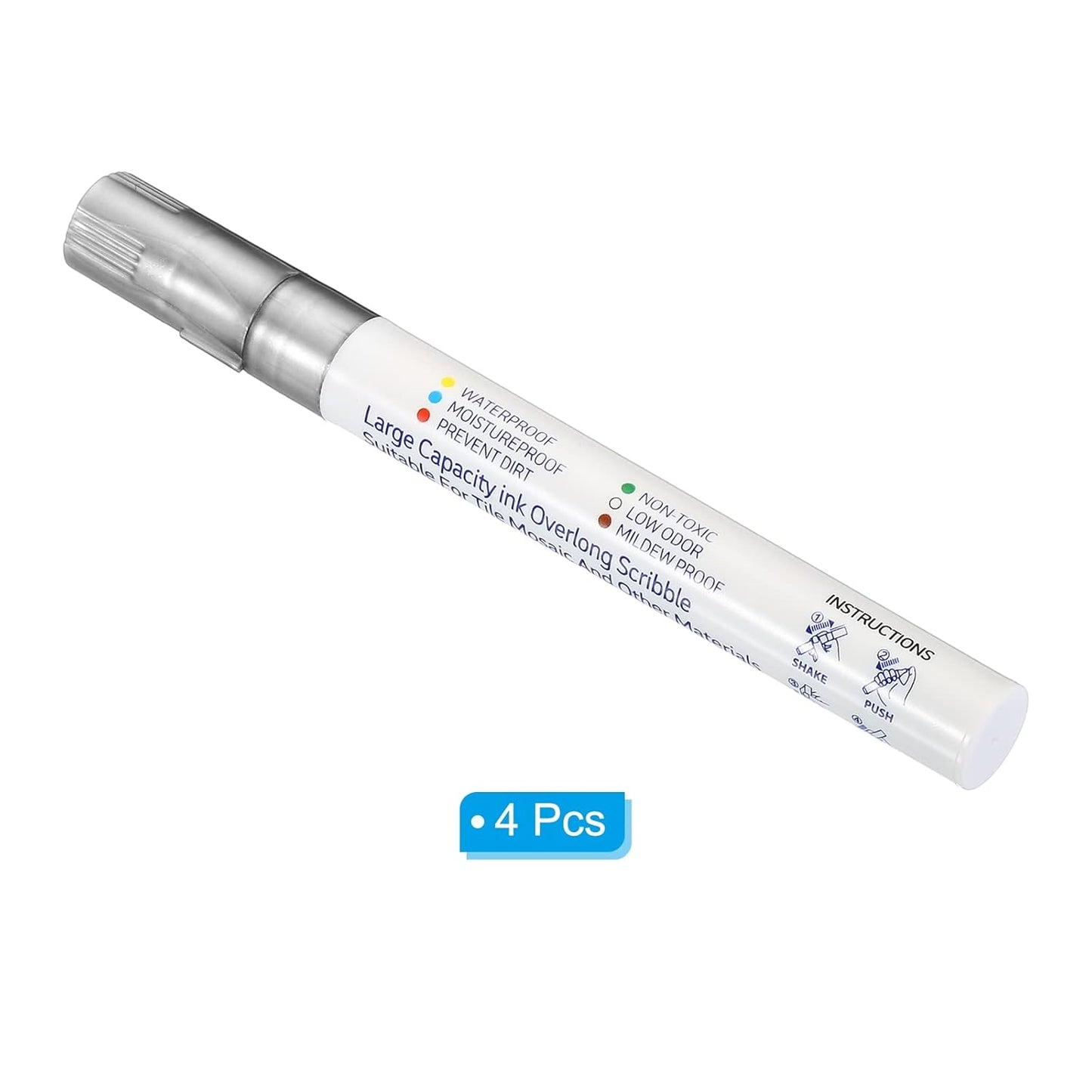 PATIKIL Grout Pen, 4 Pack Silver Tile Marker Waterproof Grout Sealer Pen Tile Repair Pens Paint Pens for Wall Floor Bathroom Kitchen Refresh