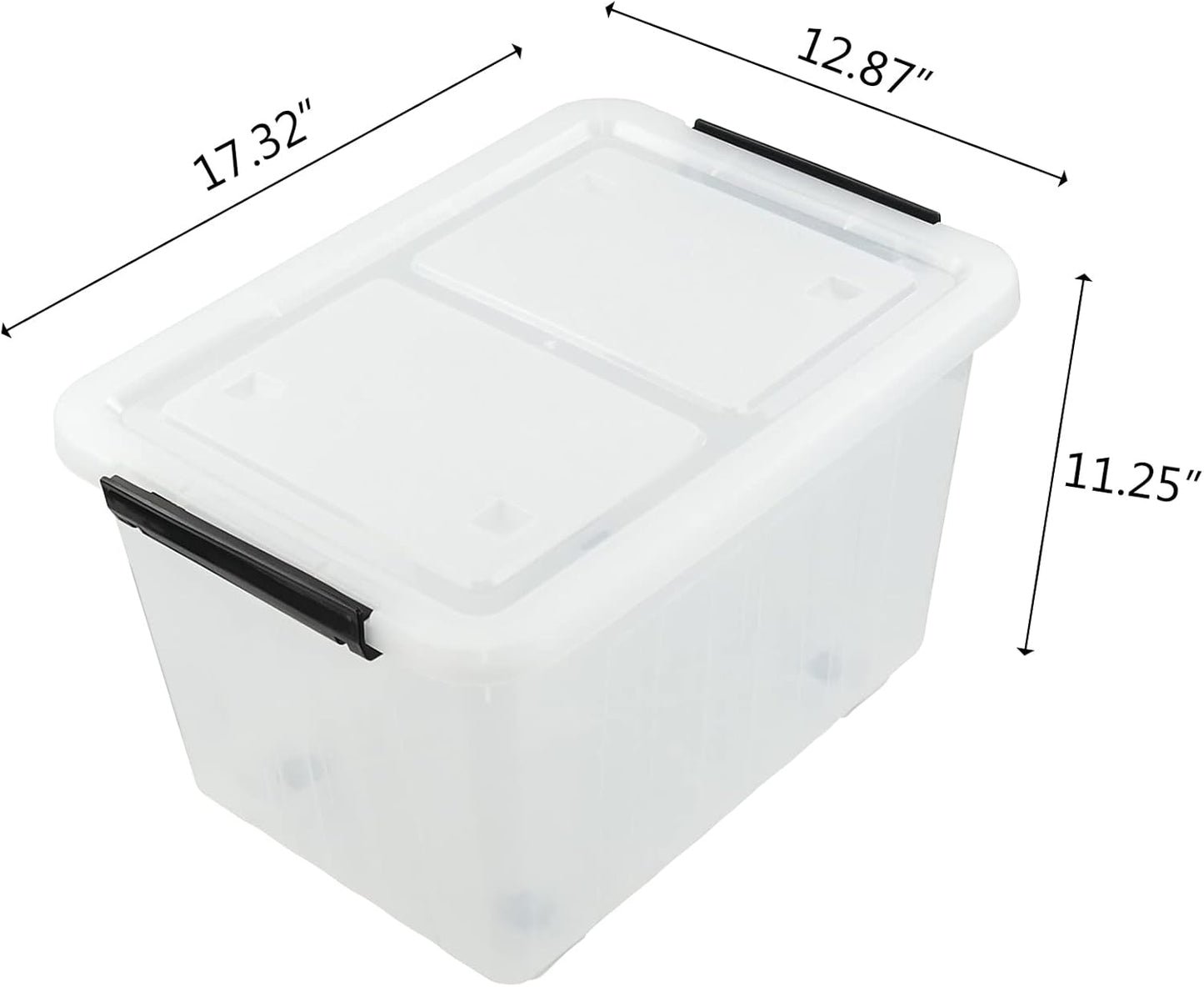 Bringer 4-Pack 30 L Clear Plastic Storage Box, Large Wheeled Storage Bin with lid