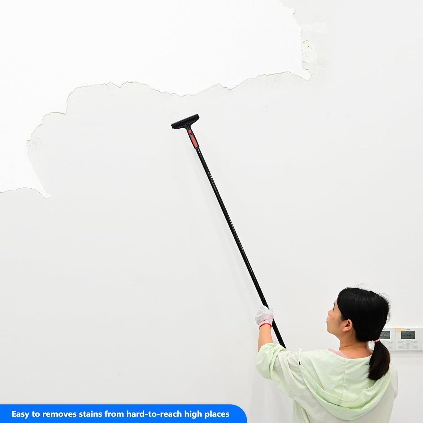 EHDIS Extenble Razor Blade Scraper, 16''-58'' Long Handle 6" Wide Blade Scraper Tool with 10 Double-Edge Blades for Cleaning Paint, Caulk, Adhesive,Painting, Tile, Floors, Walls (068-pro)