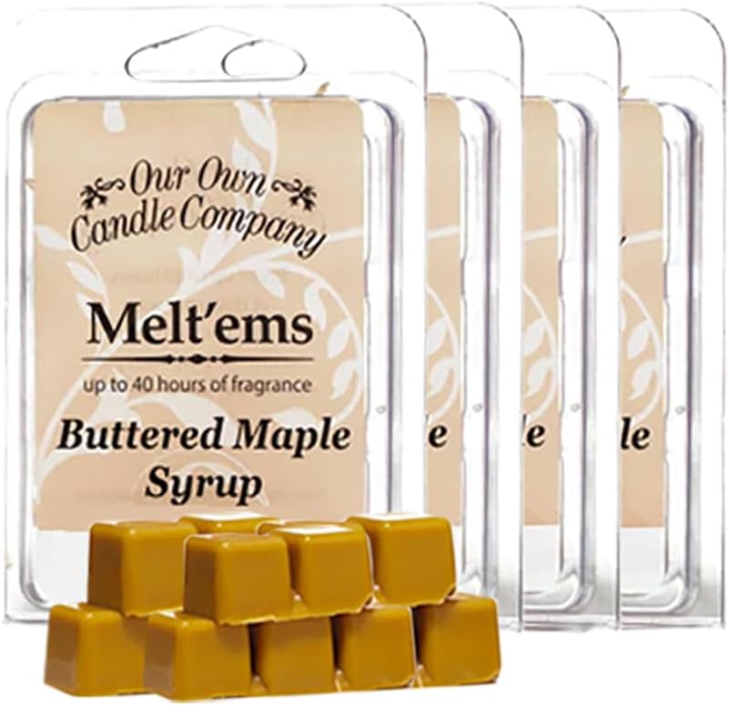 Our Own Candle Company Premium Wax Melt, Buttered Maple Syrup Scent, 6 Cubes, 2.4 oz (4 Pack)