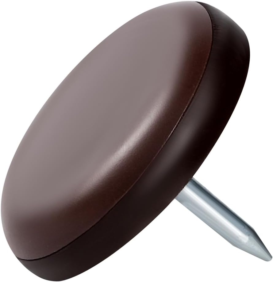 Furniture Glides Sliders-Furnigear PTFE (Teflon) Chair Leg Movers Sliders for Carpet Surface - Move Your Furniture Easy & Safely - Floor Protector (3/4" Nail, Brown-40pack, not for Wood Floors)