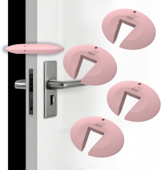 Silicone Door Pinch Guard and Door Slam Stopper, Durable Finger Pinch Guard, Prevents Pinch Injuries, Slamming Doors, Door Stopper for Kids, 4 Packs Pink.