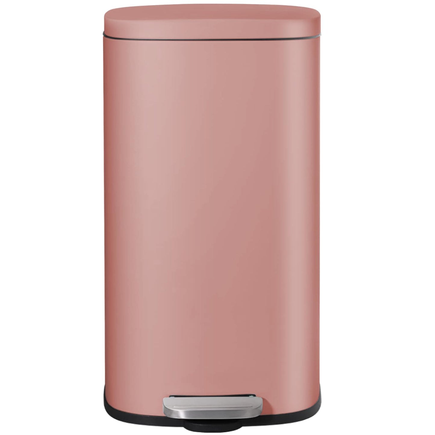AthLike Trash Can, Stainless Steel Kitchen Garbage Can, Step Waste Bin with Hinged Lid and Removable Inner Bucket, Soft-Close, Dustbin for Bathroom Bedroom Living Room Home (Pink, 8 Gal)