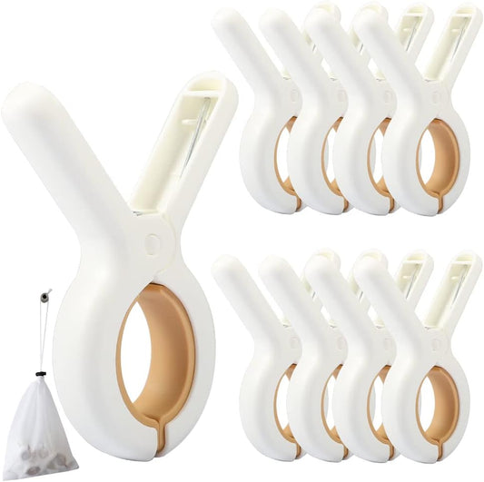 9 PCS Beach Chairs Towel Clips,Quilt Drying Clip, Plastic Clothespins, Strong Grip Holder to Dry Laundry on Clothesline and Hanging Rack (Small)